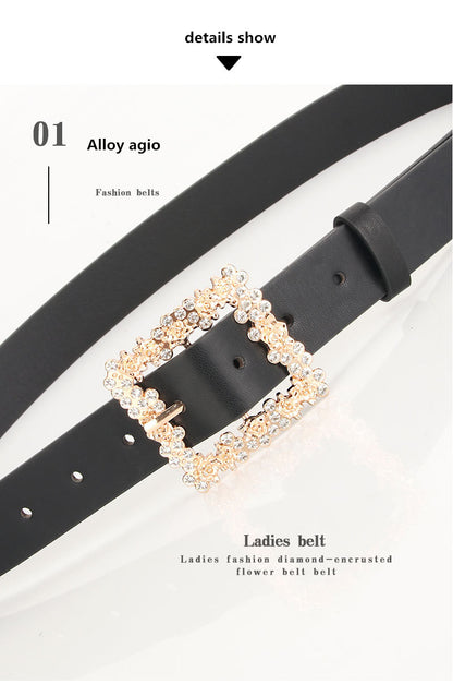 2023 Women'S Fashion Accessory, Elegant Alloy Rhinestone Pin Buckle Belt, Versatile Dress Decorative Accessory, Casual & Sporty Style, Hand Washable - Ideal for Weekend and Festive Occasions, Weekend Casual Wear|Elegant Acces NovaCart
