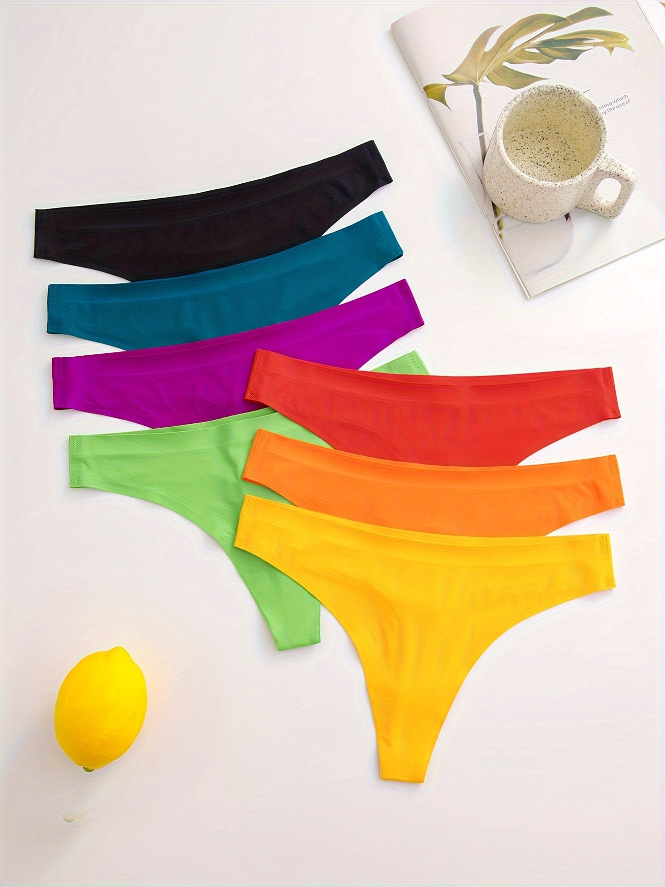 7P7008# Thin Breathable Comfortable Seamless Low-Rise Thong Panties, Seven-Pack NovaCart