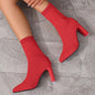 Women’s Chunky-Heeled Knitted Suede Ankle Boots FitiqueFit