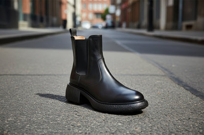 Women’s British-Style Chunky Heel Ankle Boots – Dr. Style Leather Booties for Fall & Winter FitiqueFit