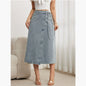 Women's Waist Slit Blue Denim Skirt Grayceful LLC