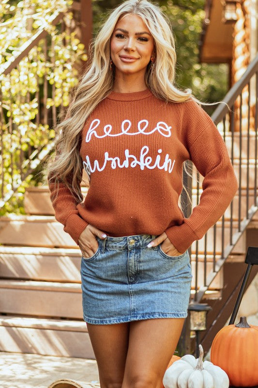 Hello Pumpkin Crewneck Sweater Shop Style & More | Fresh Looks, Everyday Deals & Free Shipping