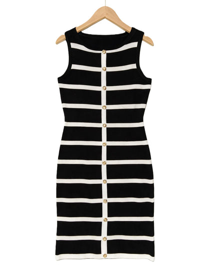 Contrast Stripe Knit Sleeveless Midi Dress – 5 Colors, S–L FitiqueFit