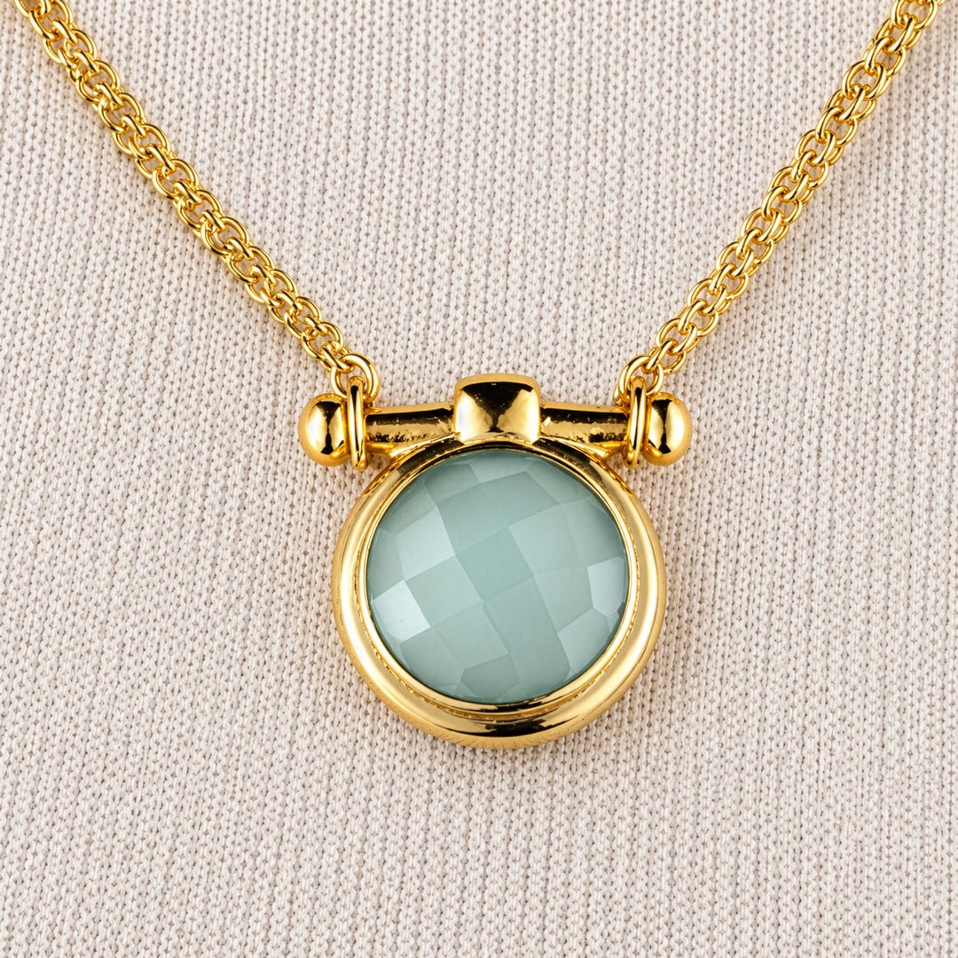 Adele - Aqua Chalcedony Equestrian Horse Bit Necklace in Gold Urban-Equestrian