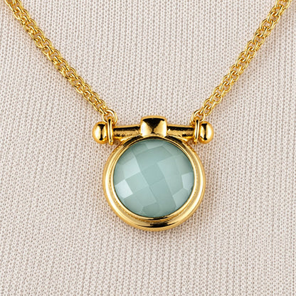 Adele - Aqua Chalcedony Equestrian Horse Bit Necklace in Gold Urban-Equestrian