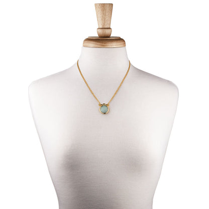 Adele - Aqua Chalcedony Equestrian Horse Bit Necklace in Gold Urban-Equestrian