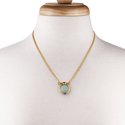 Adele - Aqua Chalcedony Equestrian Horse Bit Necklace in Gold Urban-Equestrian