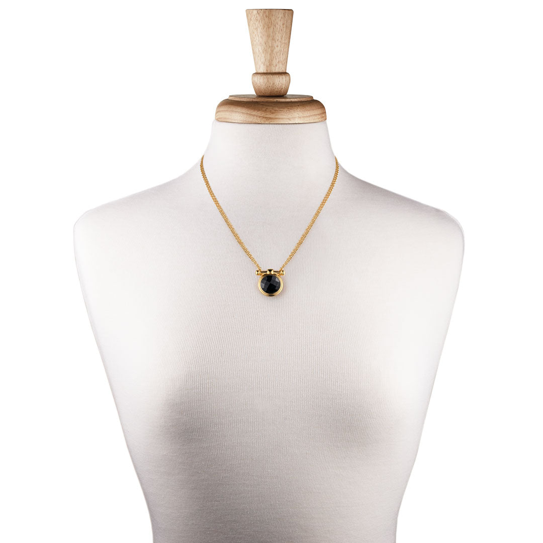 Adele - Black Onyx Equestrian Horse Bit Necklace in Gold Urban-Equestrian
