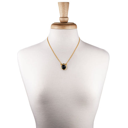 Adele - Black Onyx Equestrian Horse Bit Necklace in Gold Urban-Equestrian