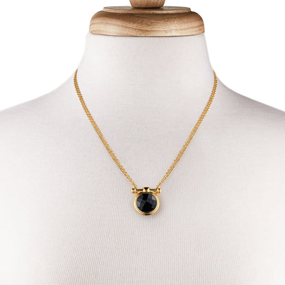 Adele - Black Onyx Equestrian Horse Bit Necklace in Gold Urban-Equestrian