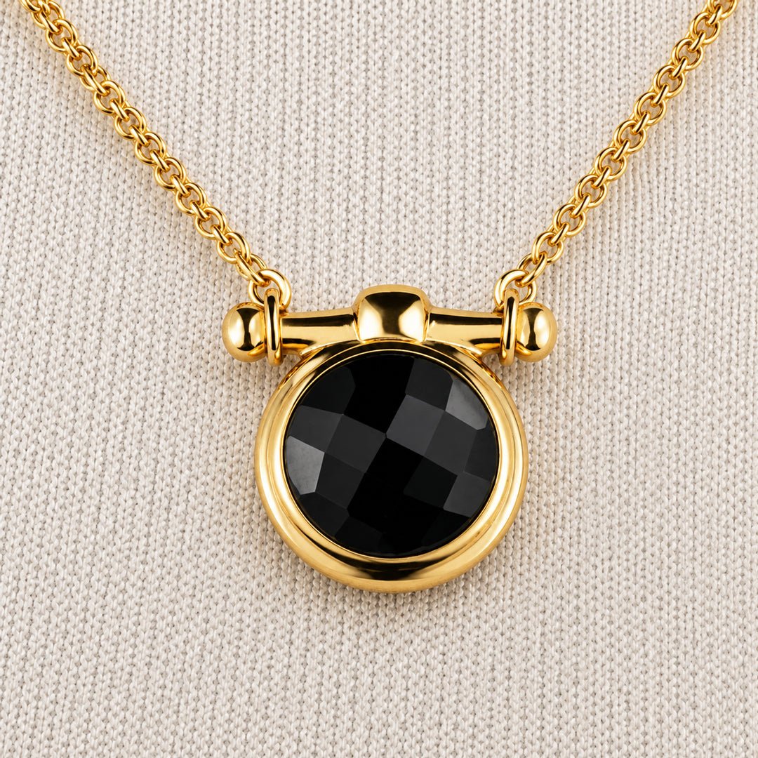 Adele - Black Onyx Equestrian Horse Bit Necklace in Gold Urban-Equestrian