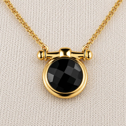 Adele - Black Onyx Equestrian Horse Bit Necklace in Gold Urban-Equestrian