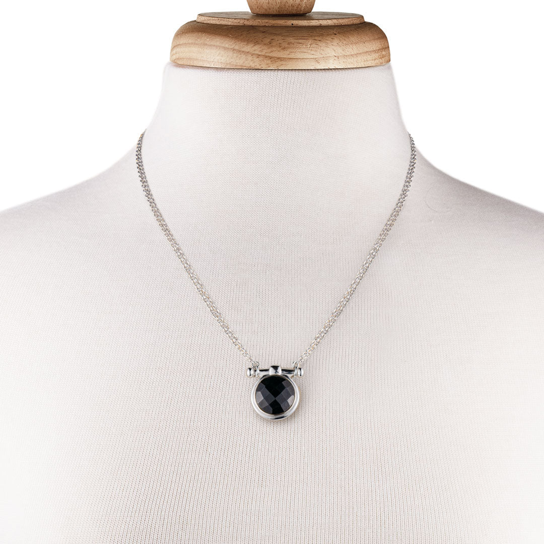 Adele - Black Onyx Equestrian Horse Bit Necklace in Silver Urban-Equestrian