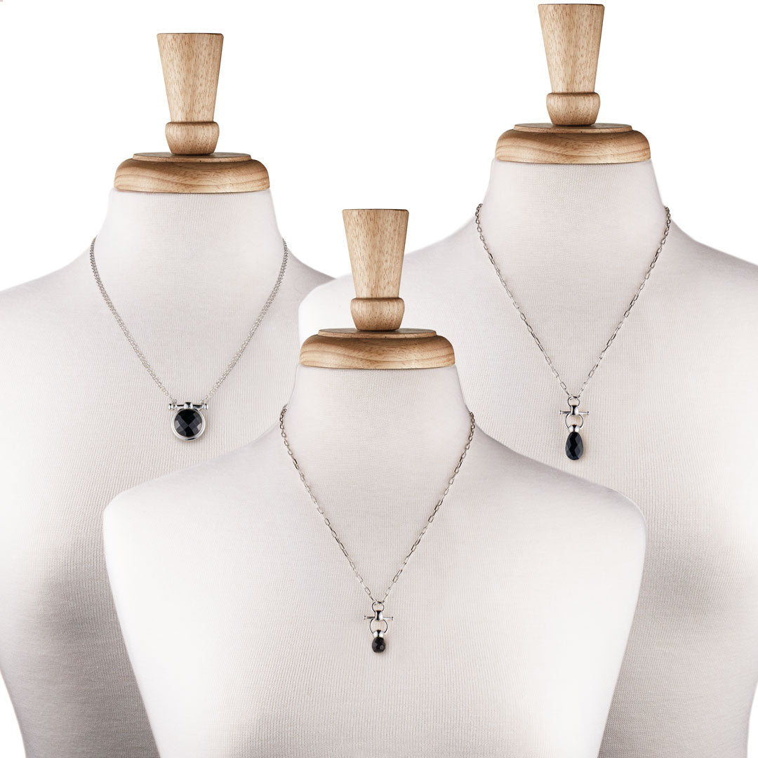 Adele - Black Onyx Equestrian Horse Bit Necklace in Silver Urban-Equestrian