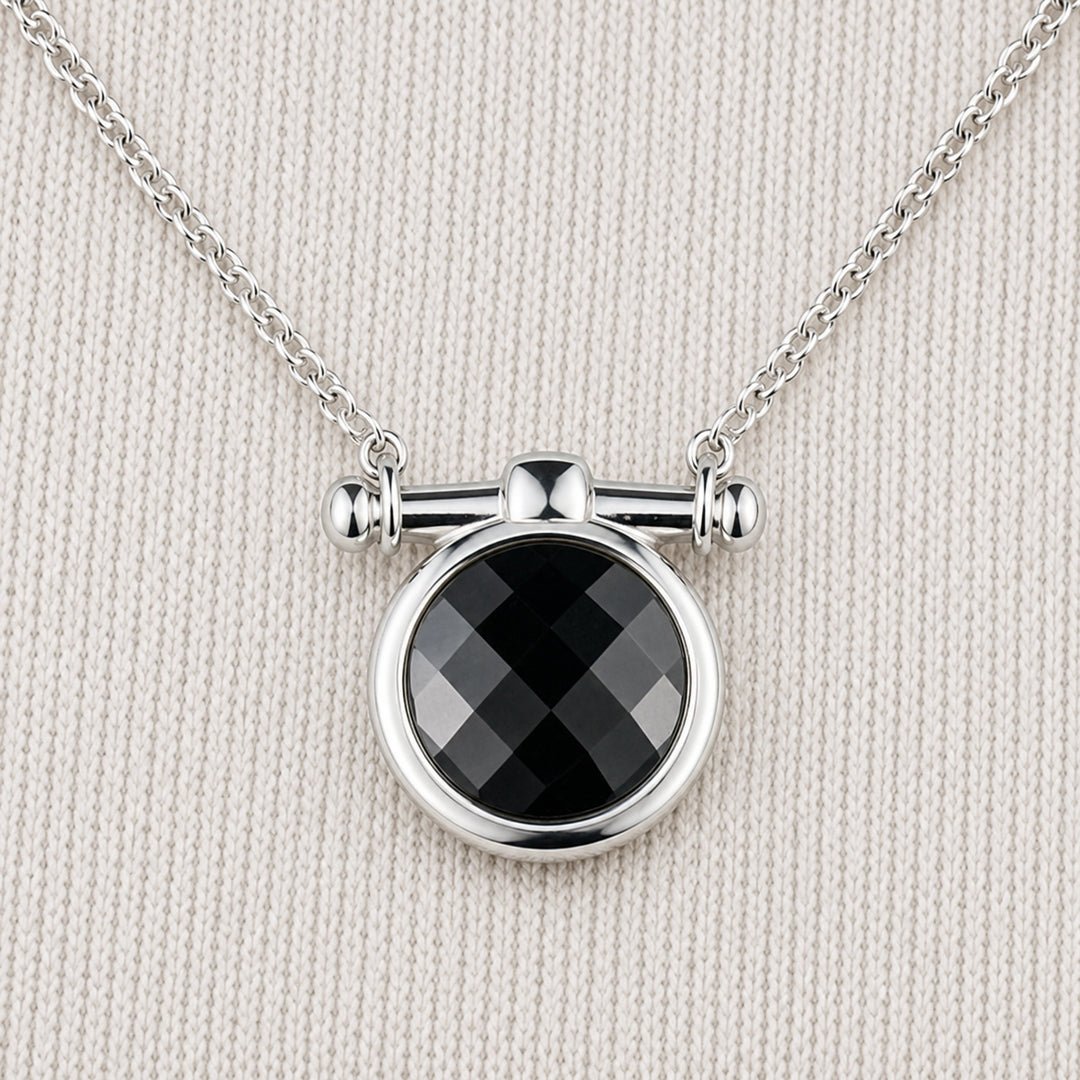 Adele - Black Onyx Equestrian Horse Bit Necklace in Silver Urban-Equestrian