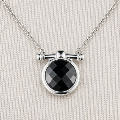 Adele - Black Onyx Equestrian Horse Bit Necklace in Silver Urban-Equestrian