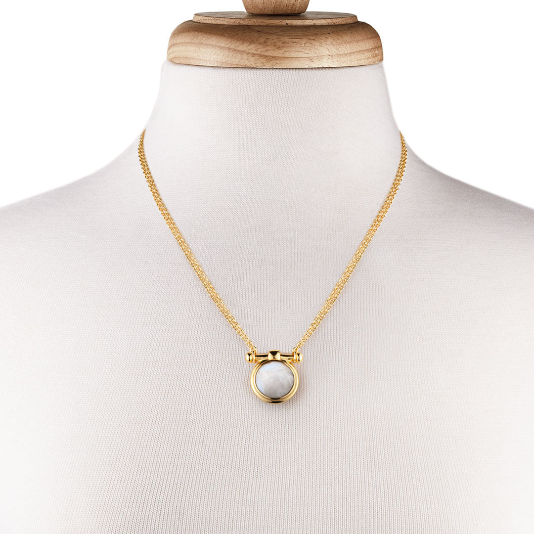 Adele - Moonstone Equestrian Horse Bit Necklace in Gold Urban-Equestrian