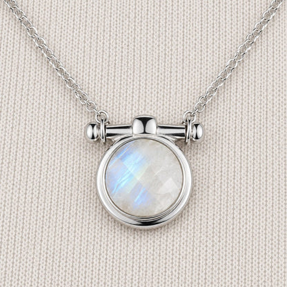 Adele - Moonstone Equestrian Horse Bit Necklace in Silver Urban-Equestrian