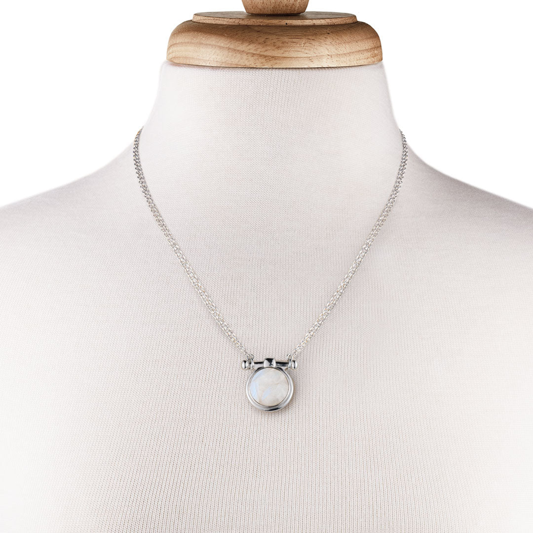 Adele - Moonstone Equestrian Horse Bit Necklace in Silver Urban-Equestrian