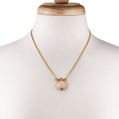 Adele - Rose Quartz Equestrian Horse Bit Necklace in Gold Urban-Equestrian