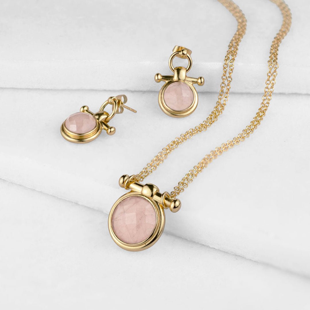 Adele - Rose Quartz Horse Bit Equestrian Earring in Gold Urban-Equestrian
