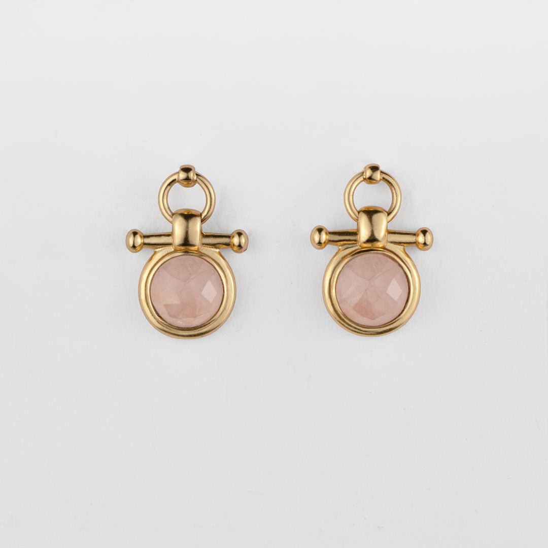Adele - Rose Quartz Horse Bit Equestrian Earring in Gold Urban-Equestrian