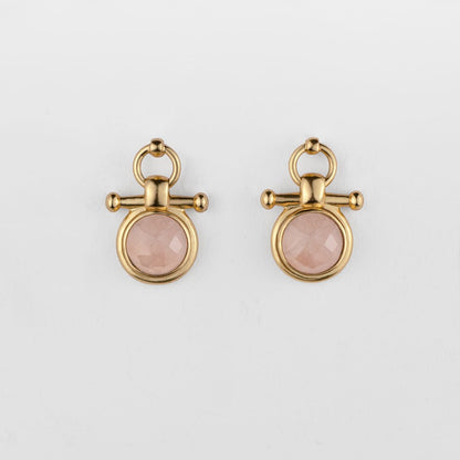 Adele - Rose Quartz Horse Bit Equestrian Earring in Gold Urban-Equestrian