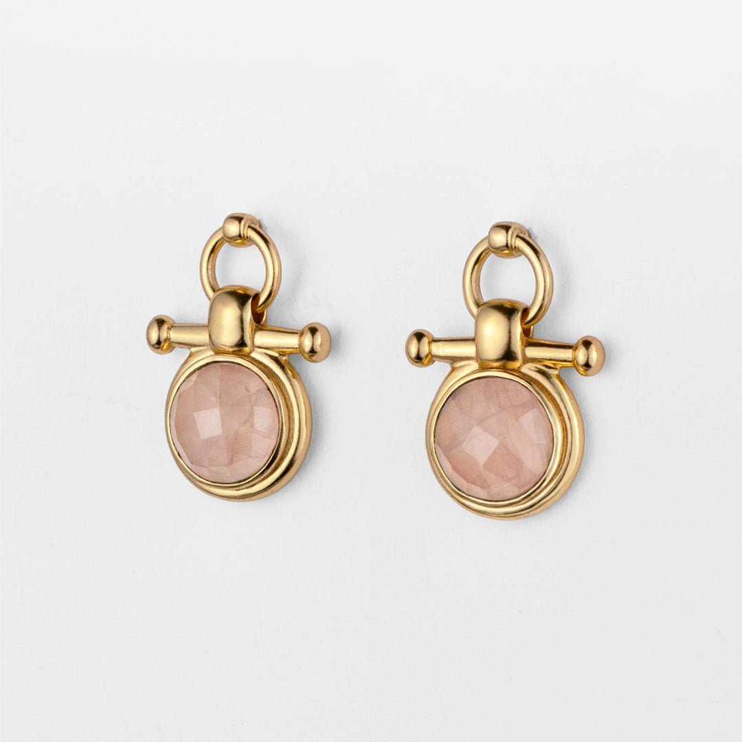 Adele - Rose Quartz Horse Bit Equestrian Earring in Gold Urban-Equestrian
