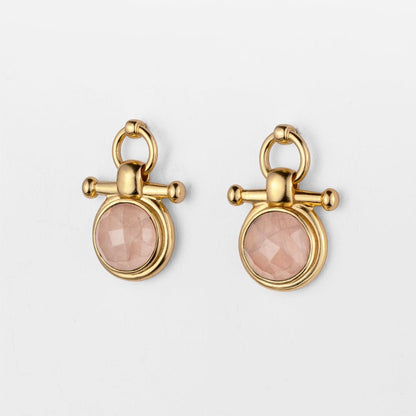Adele - Rose Quartz Horse Bit Equestrian Earring in Gold Urban-Equestrian