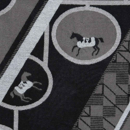 Adina -  Equestrian Motif Shawl in Charcoal Wrap Urban-Equestrian