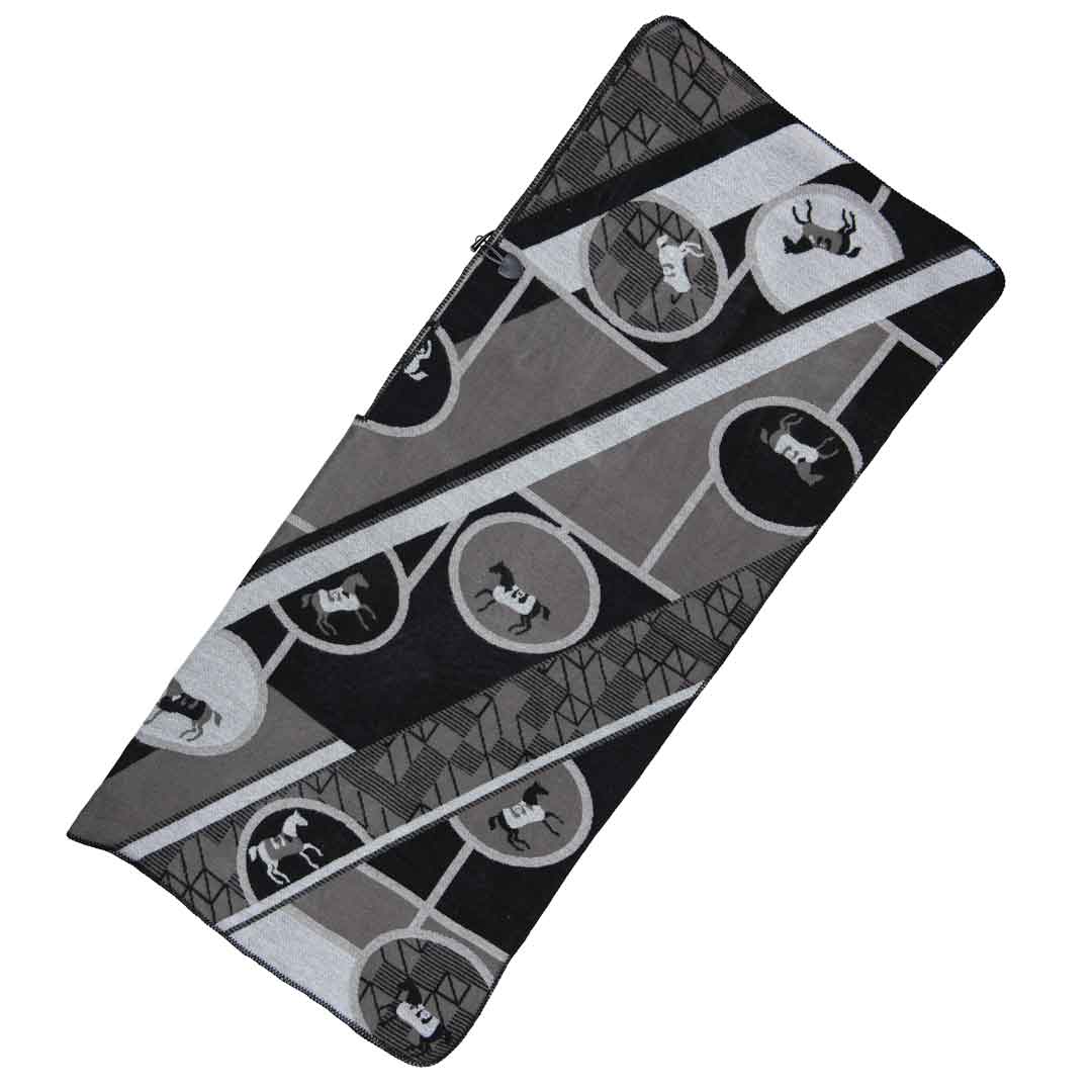 Adina -  Equestrian Motif Shawl in Charcoal Wrap Urban-Equestrian