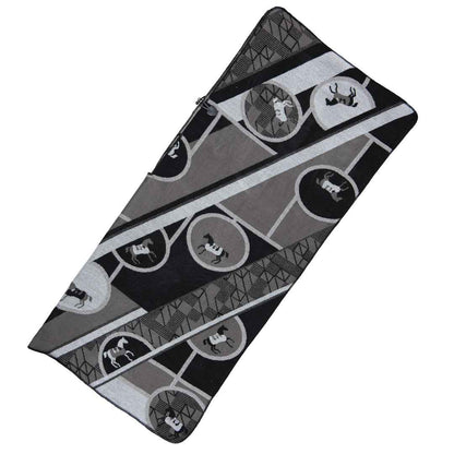 Adina -  Equestrian Motif Shawl in Charcoal Wrap Urban-Equestrian