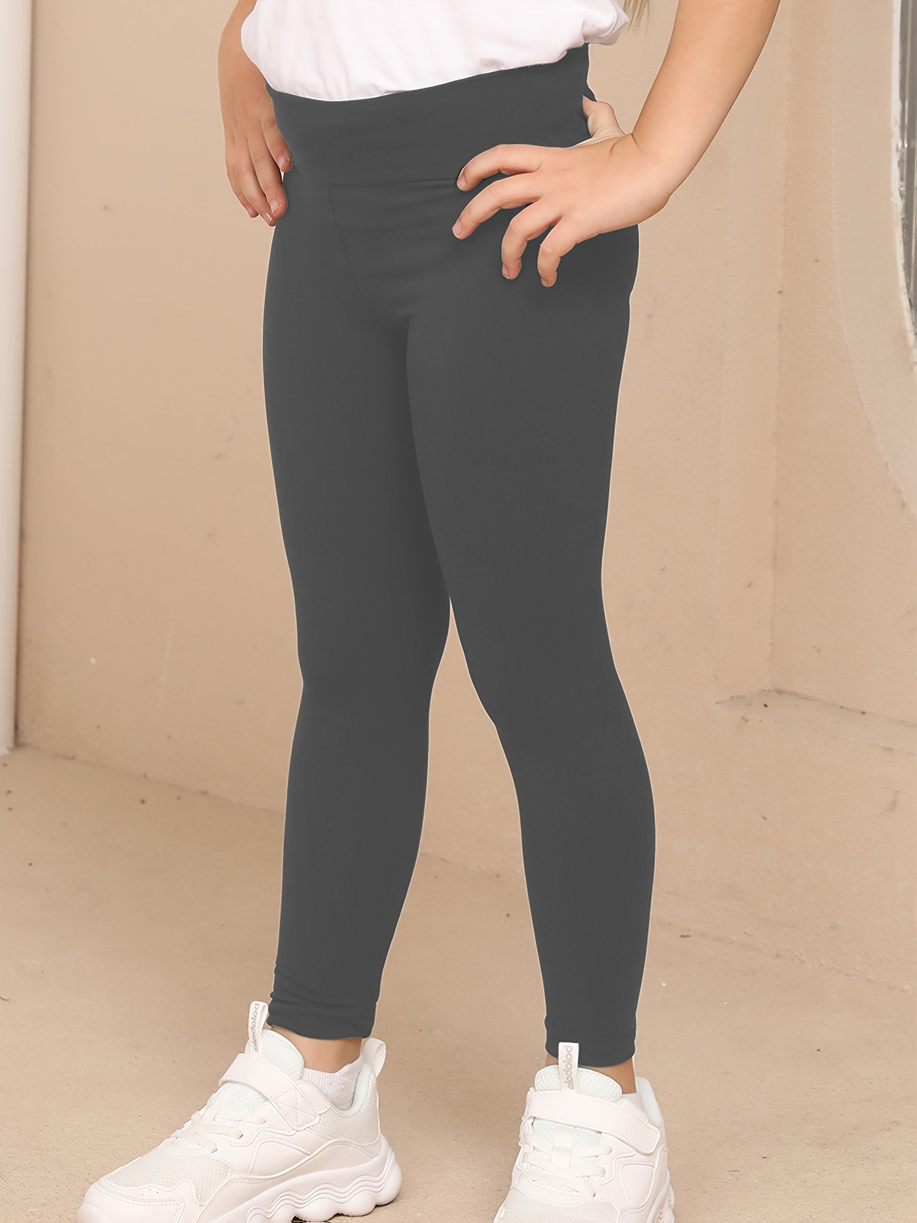 Girls' Super Soft High-Stretch Leggings - Solid Black Tight Pants with Elastic Waistband, All-Season Stretchy Leggings for Girls, Everyday & Formal Outfits - SOFTMILK NovaCart