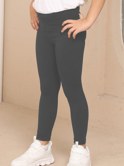 Girls' Super Soft High-Stretch Leggings - Solid Black Tight Pants with Elastic Waistband, All-Season Stretchy Leggings for Girls, Everyday & Formal Outfits - SOFTMILK NovaCart