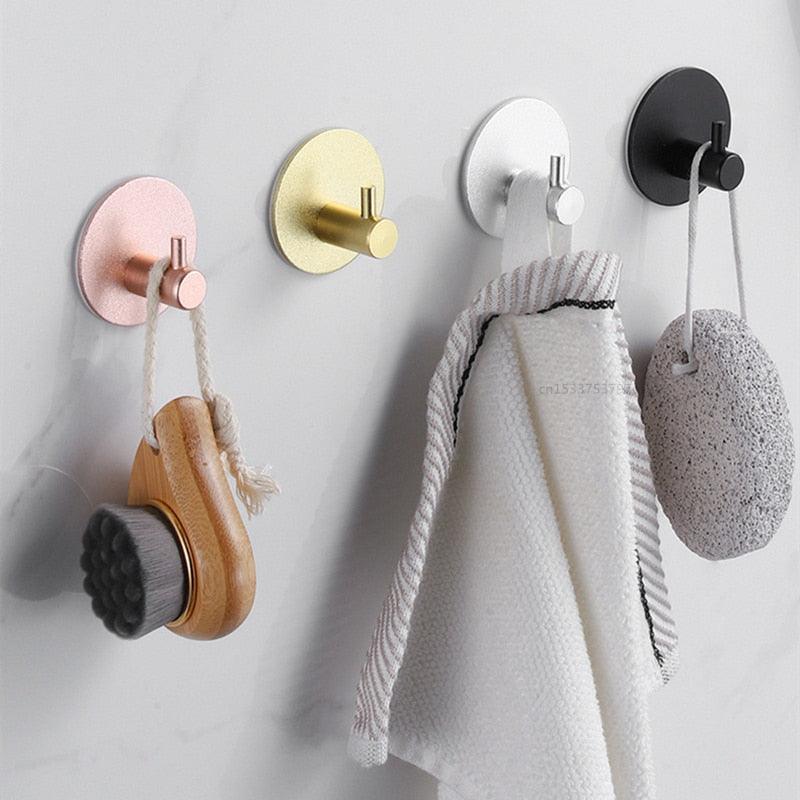 Adhesive Wall Hooks Mounted Door Key Cloth Coat Bathroom Robe Hanger Kitchen Hardware Rack Shelf Bag Hook Organizer For Hanging  Bathroom Toilet Sticky Hook Stevvex