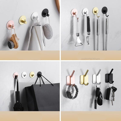 Adhesive Wall Hooks Mounted Door Key Cloth Coat Bathroom Robe Hanger Kitchen Hardware Rack Shelf Bag Hook Organizer For Hanging  Bathroom Toilet Sticky Hook Stevvex