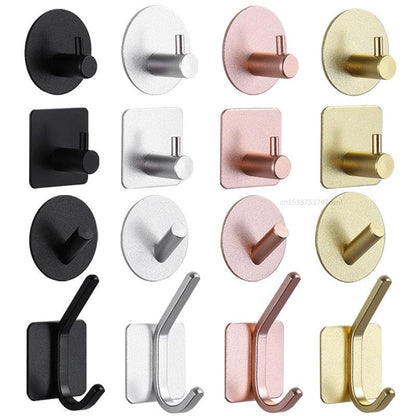 Adhesive Wall Hooks Mounted Door Key Cloth Coat Bathroom Robe Hanger Kitchen Hardware Rack Shelf Bag Hook Organizer For Hanging  Bathroom Toilet Sticky Hook Stevvex