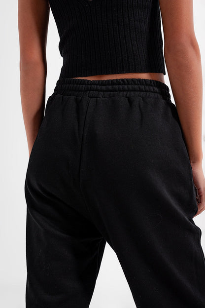 Adjustable waistband joggers in black Q2store