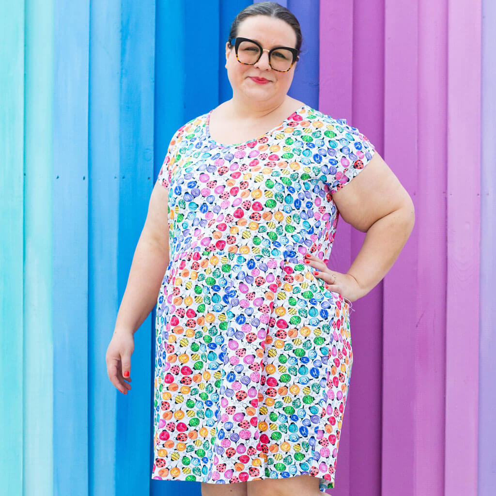 Adult "Jewelbug" Rainbow of Bugs Cap Sleeve Dress with Pockets Princess Awesome & Boy Wonder