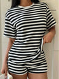 Striped Round Neck Top and Shorts Set New Era Fashion LLc