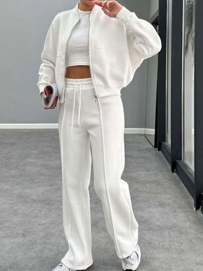 Baseball Collar Zip Up Outerwear and Drawstring Pants Set New Era Fashion LLc