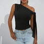 Women’s One-Shoulder Asymmetrical Tie Shoulder Top – Going Out & Party Shirt FitiqueFit