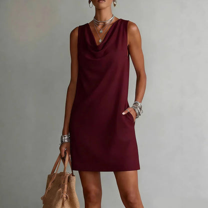 Women's Off-Shoulder Sleeveless Dress – Casual Pullover Midi Dress FitiqueFit