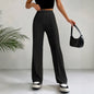 Women's High-Waisted Straight Flare Pants with Stitching Detail FitiqueFit