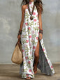 Women's Sleeveless Split Floral Print Maxi Dress FitiqueFit