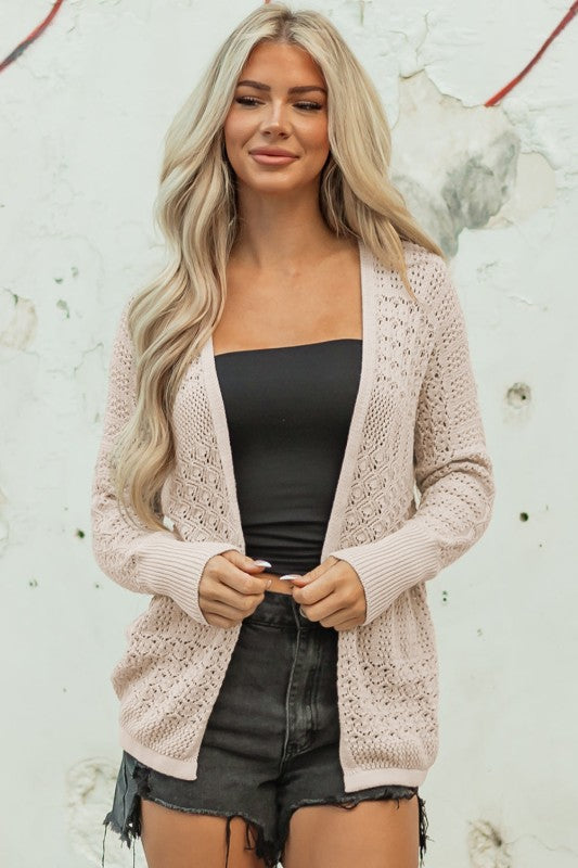 Solid Hollow Knit Open-Front Cardigan Shop Style & More | Fresh Looks, Everyday Deals & Free Shipping