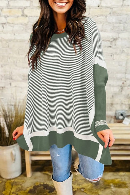 Stripe Colorblock Patchwork Dolman Sleeve Sweater Shop Style & More | Fresh Looks, Everyday Deals & Free Shipping