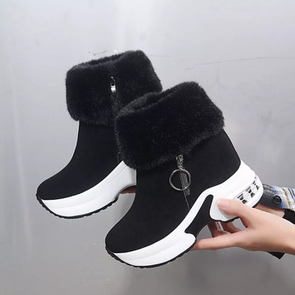 Fuzzy Side Zipper Platform Ankle Boots New Era Fashion LLc