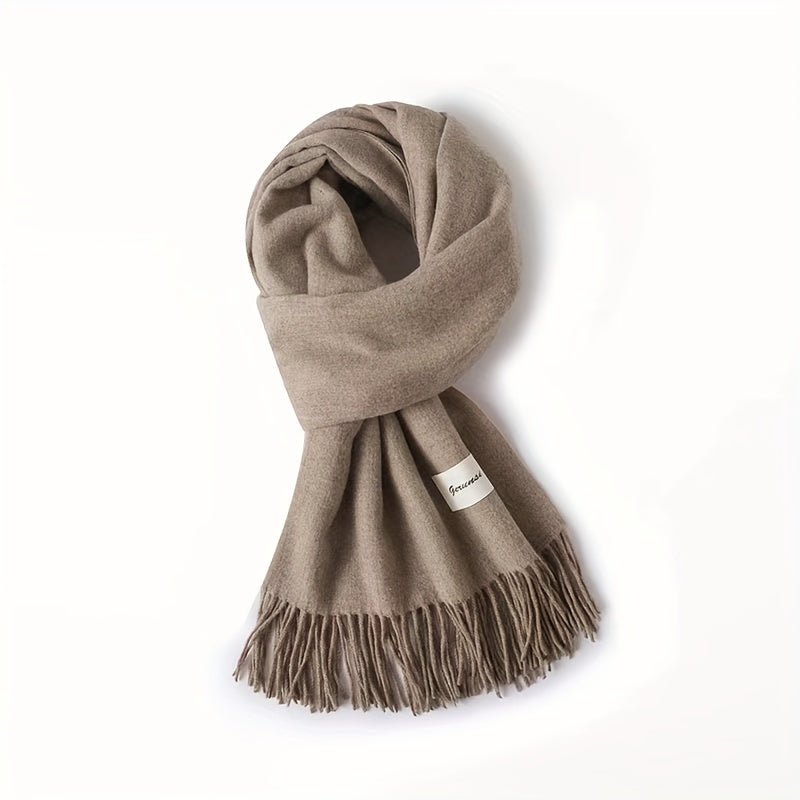 Solid Color Tassel Scarf, Hand Wash Only, Elegant Fringe Shawl for Women, Fashion Accessory NovaCart