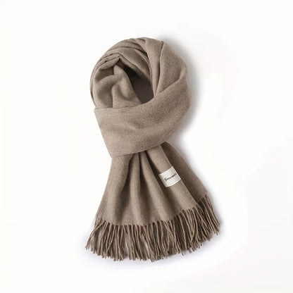 Solid Color Tassel Scarf, Hand Wash Only, Elegant Fringe Shawl for Women, Fashion Accessory NovaCart